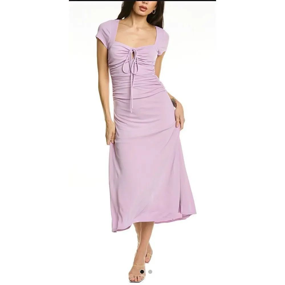 Cinq a Sept Janis Square Neck Pale Iris MIDI Dress NWT Size 12